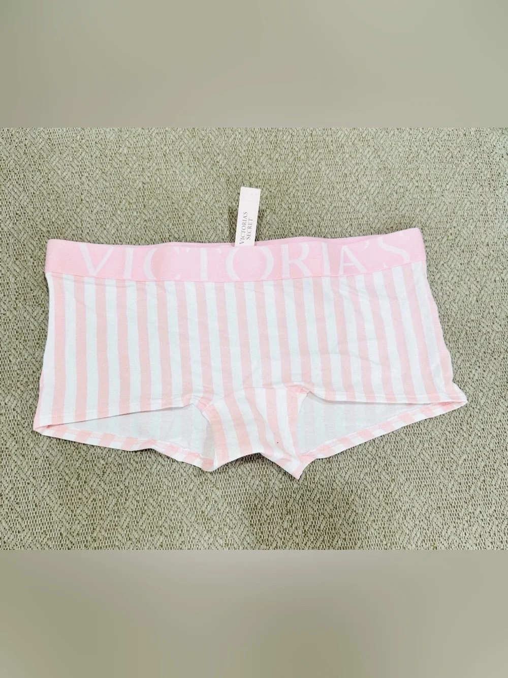 Victoria's Secret Light Pink & White Striped Boyshort Panty